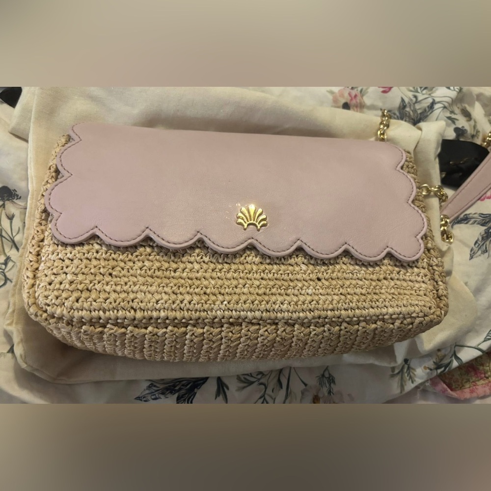 Lele Sadoughi Pink and Tan Clutch